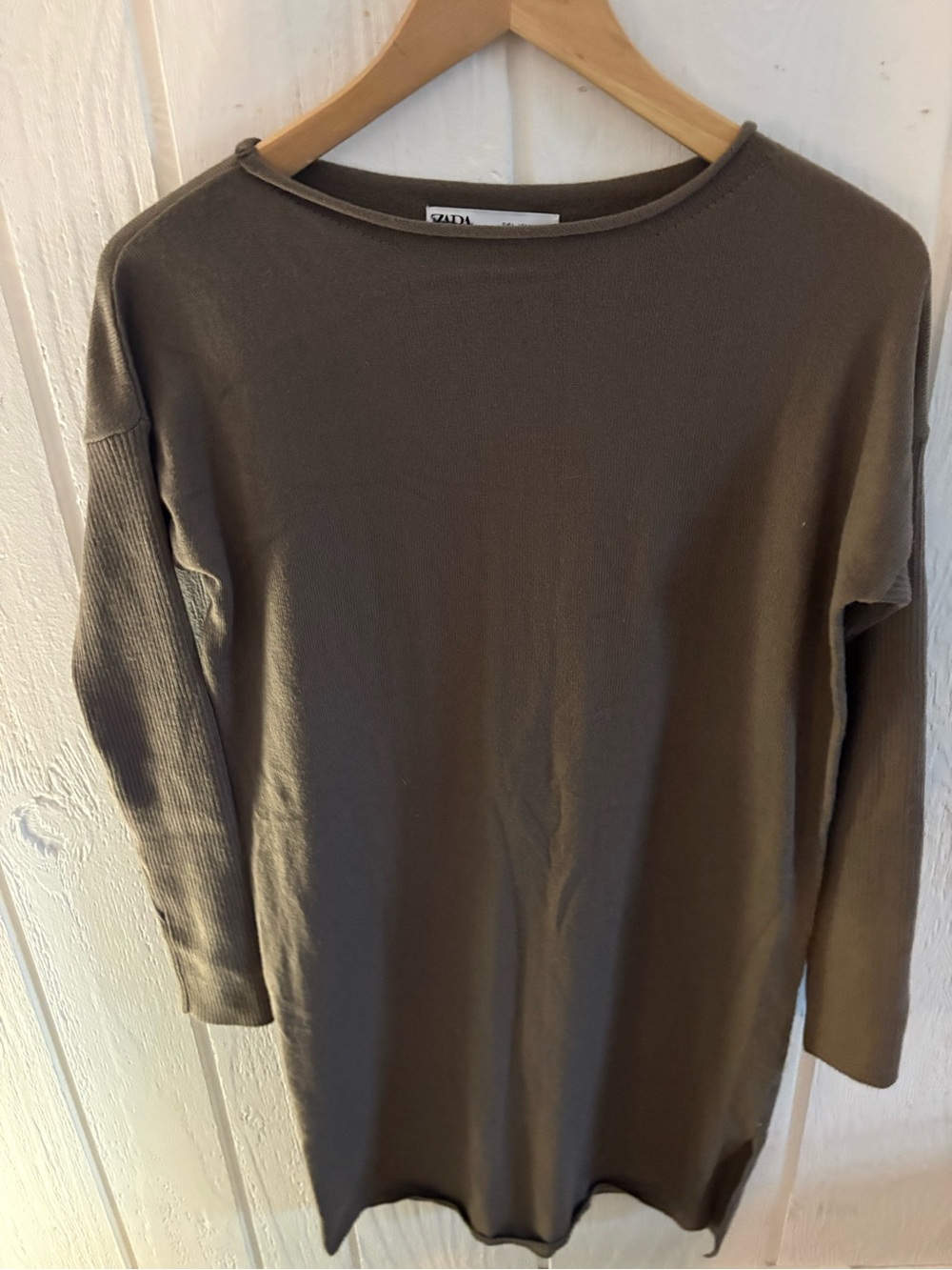 Zara Olive Long Sleeve Tunic Dress